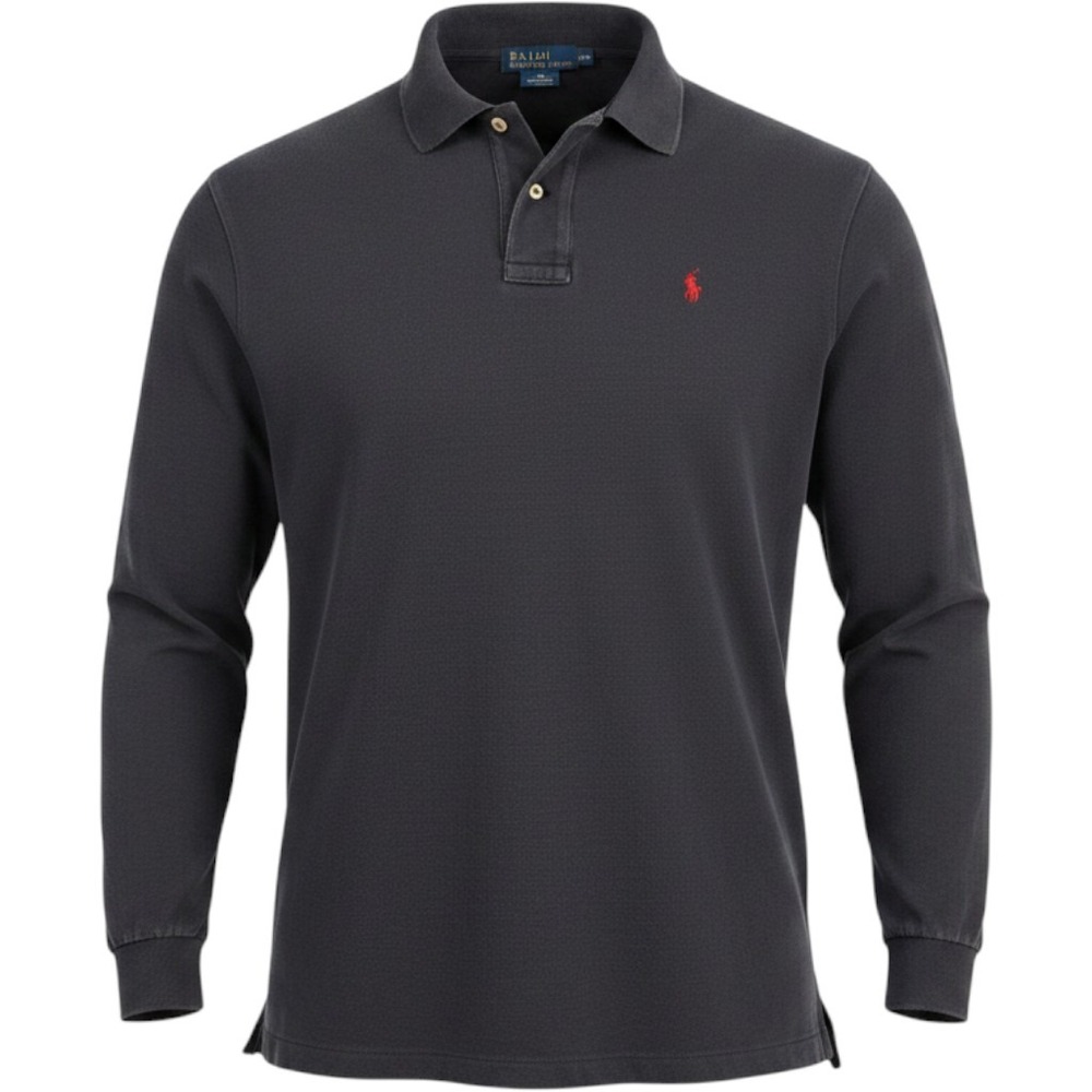 Vintage Polo Ralph Lauren Mens XXL Navy Blue Long Sleeve Polo Shirt 90s Y2K